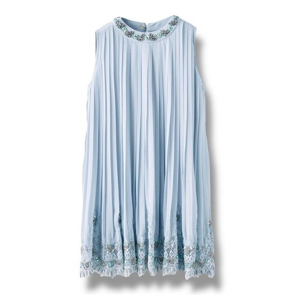 🌸 Zara Pleated Beaded Swing Dress – Size M   (13-14) – New Without Tags - Picture 1 of 6